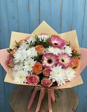 Букет цветов из:  Розы, Герберы и Хризантемы в Северской