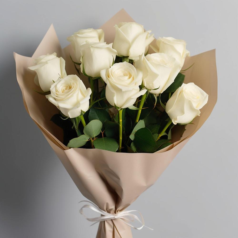 Букет 9 Белых роз Эдлесс Лав в Северской