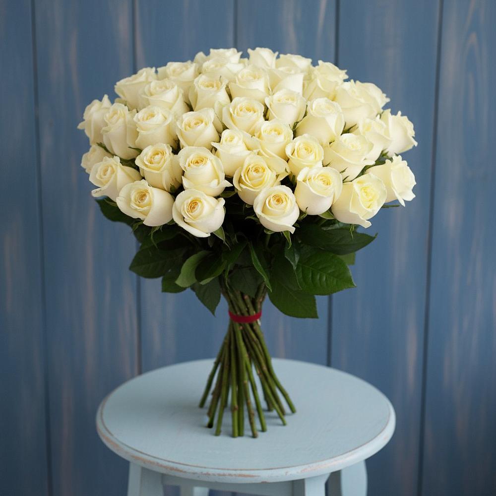 Букет 51 Белая роза Эдлесс Лав в Северской