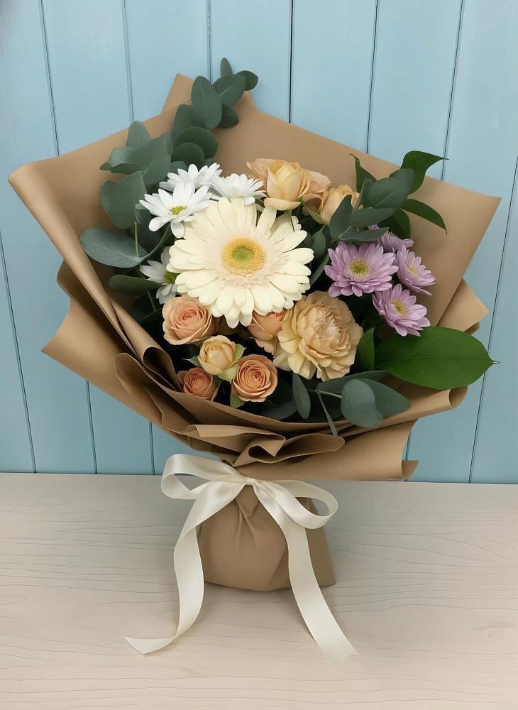 Букет цветов из: Герберы и Хризантемы в Северской