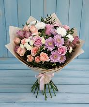 Букет цветов из:  Хризантемы, Розы и Альстромерии #REPLACE_PRED# Северской