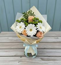 Букет цветов из:  Герберы, Розы и Хризантемы в Северской