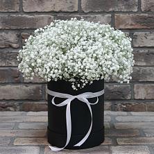 Цветочная композиция из Гипсофила в шляпной коробке в Северской
