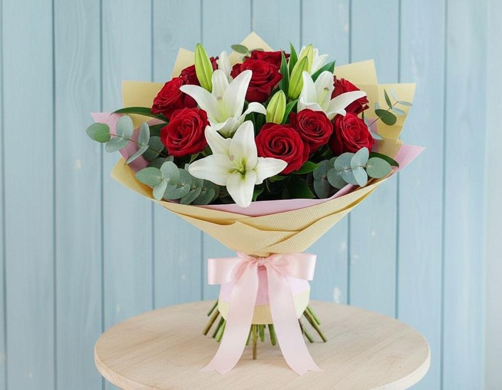 Букет цветов из: Лилии и Розы в Северской